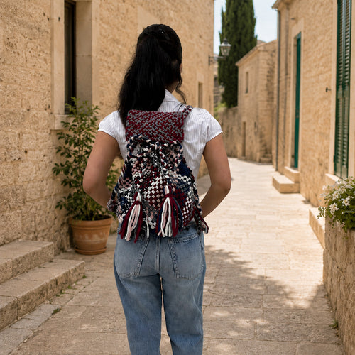 Backpack Maroon, Grey, Royal Blue, White | Shoulder carry