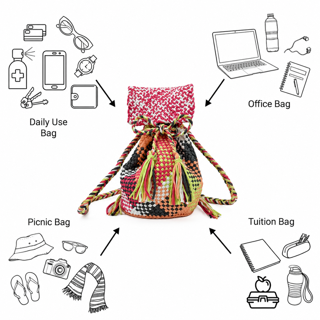 Backpack Light Pink, White, Light Yellow, Ash Black | Shoulder carry