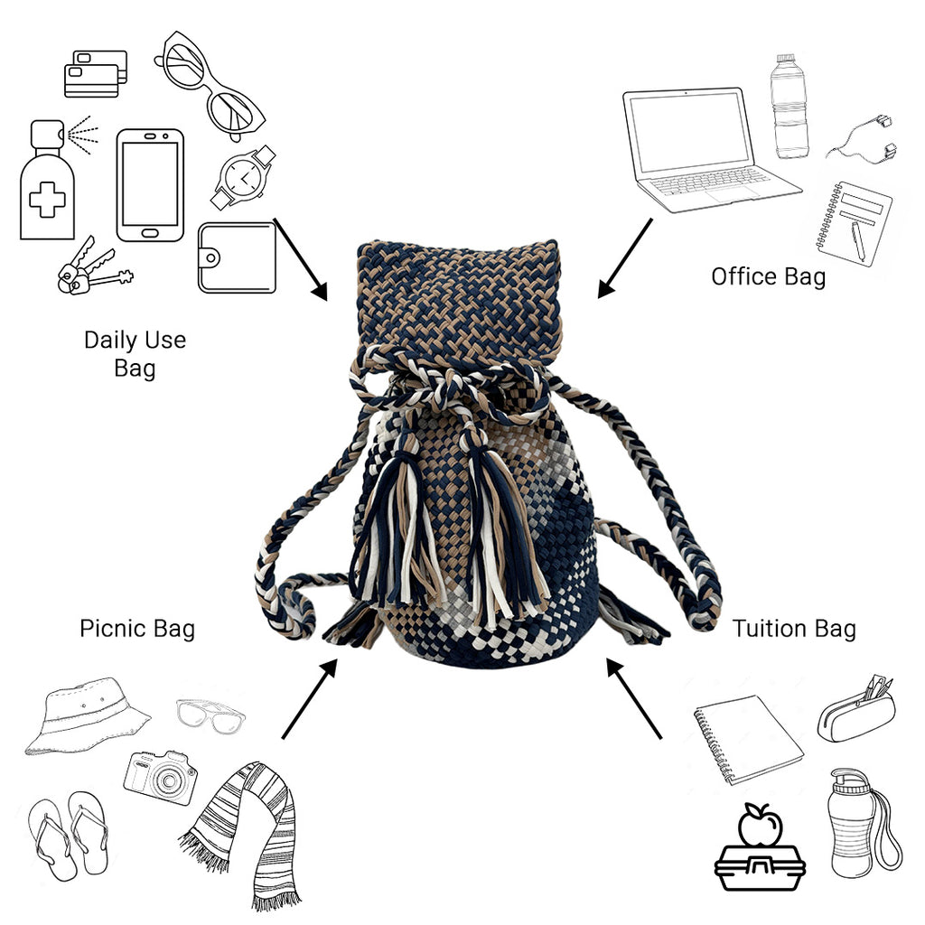 Backpack Blue, Beige, White, Grey | Shoulder carry