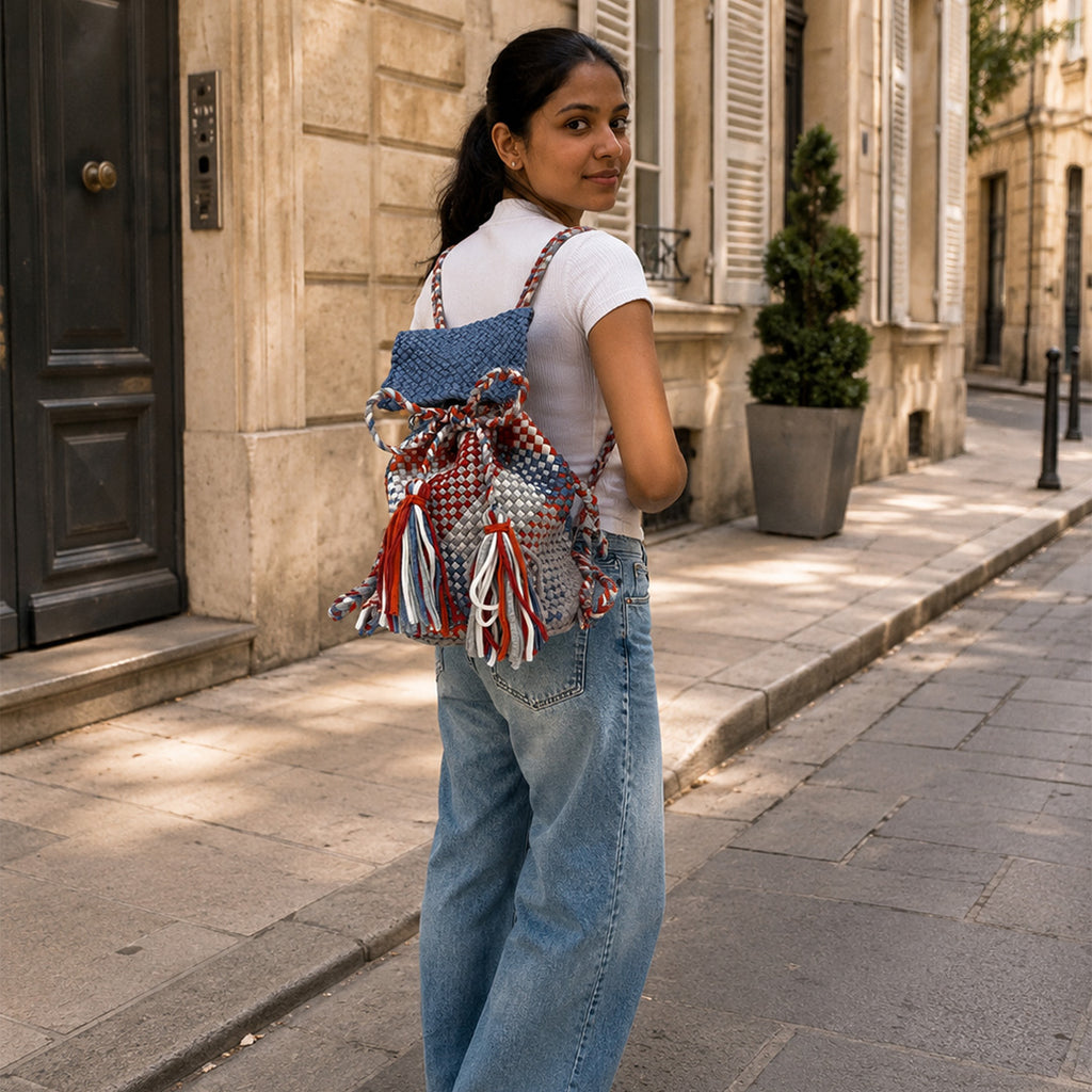 Backpack Grey, Brown, Stone Blue | Shoulder carry