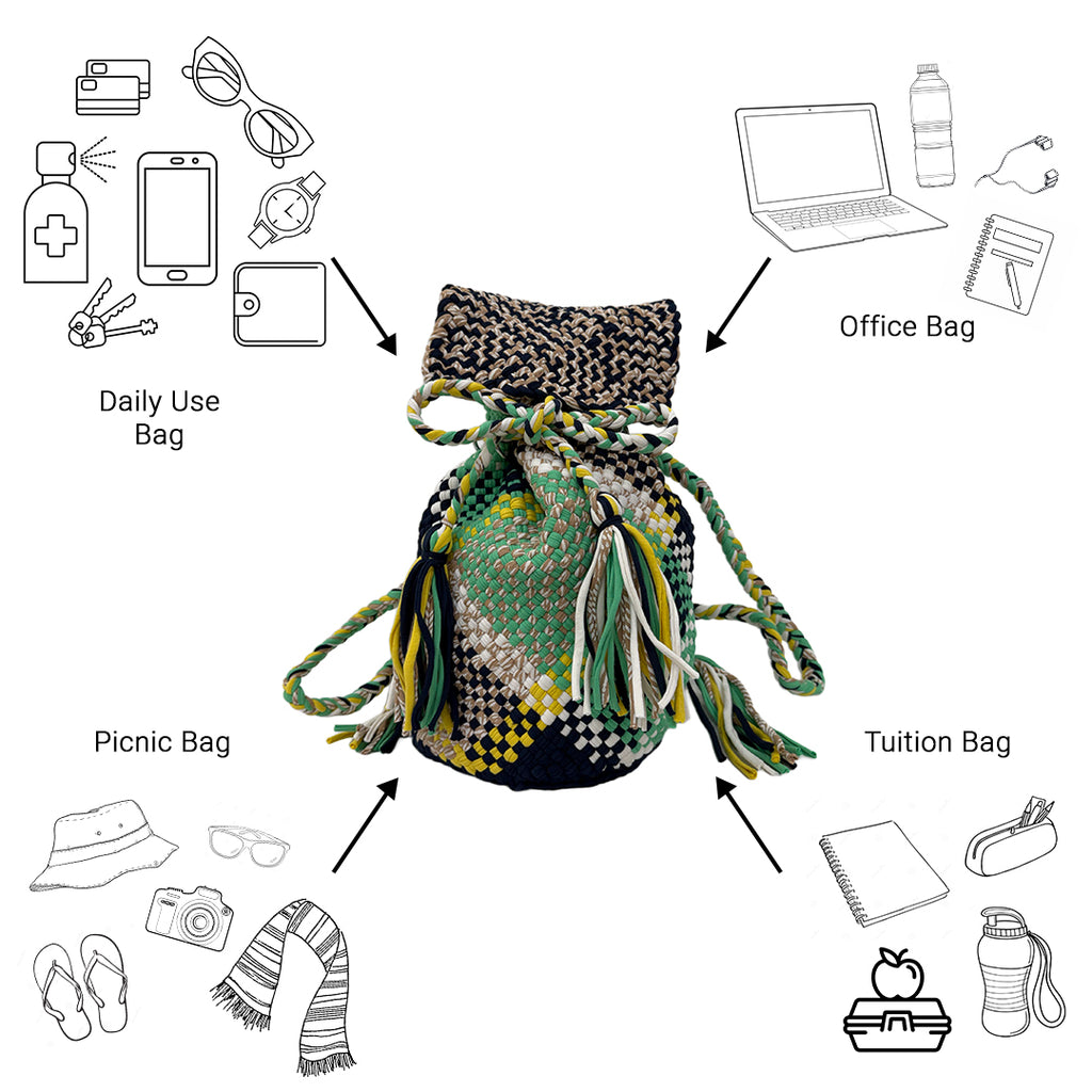 Backpack Emerald, Yellow, Navy Blue | Shoulder carry