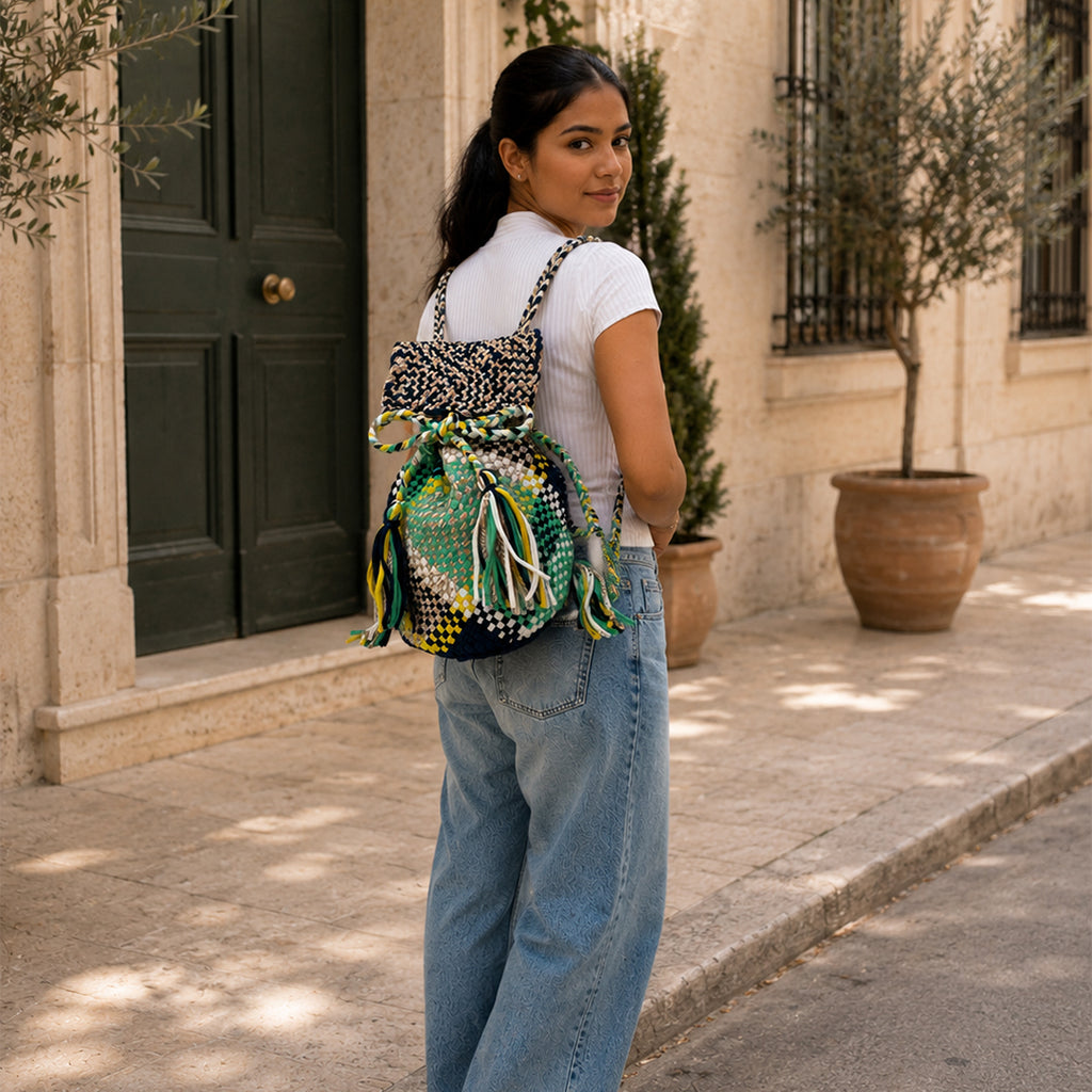 Backpack Emerald, Yellow, Navy Blue | Shoulder carry