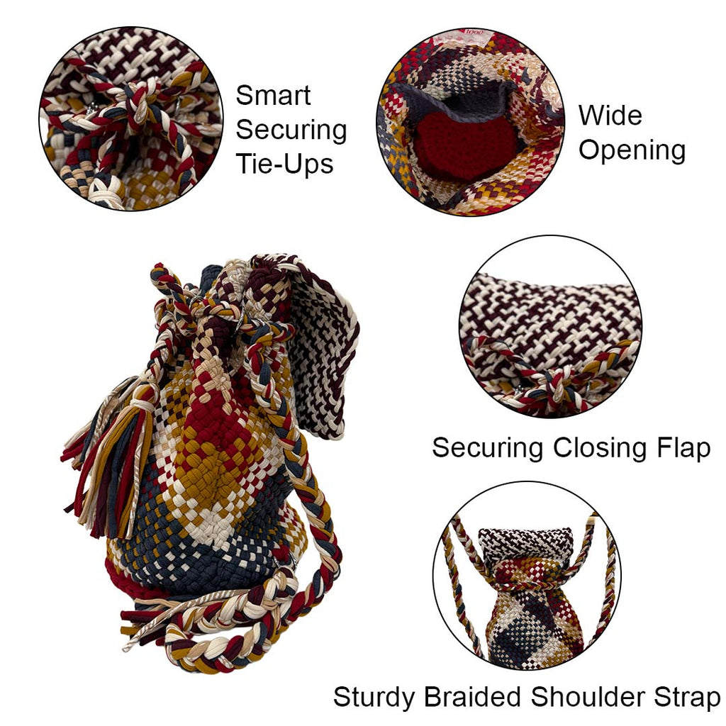 Backpack Nutmeg, White, Black, Maroon | Shoulder carry