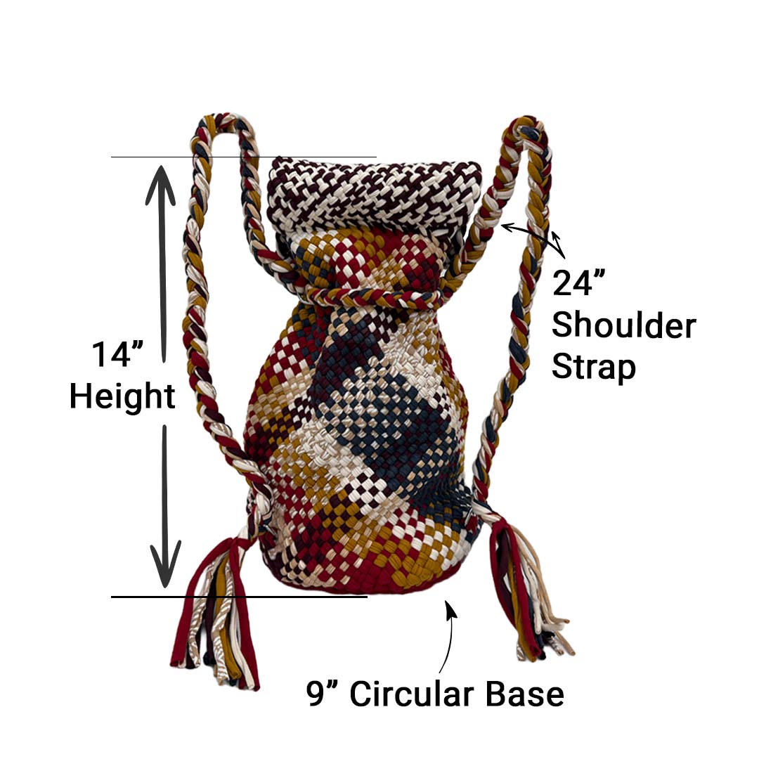 Backpack Nutmeg, White, Black, Maroon | Shoulder carry