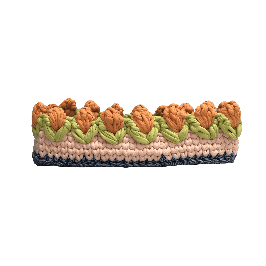 Image of Rectangular Flower Basket | Powder Pink, Peach, Denim Blue