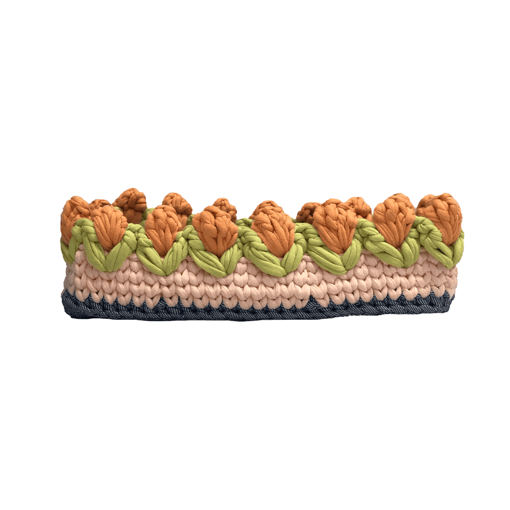 Rectangular Flower Basket | Powder Pink, Peach, Denim Blue