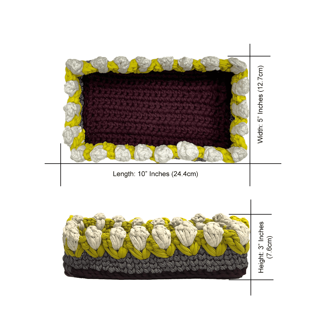 Image of Rectangular Flower Basket | Stone Grey, Silver Grey, Burgundy