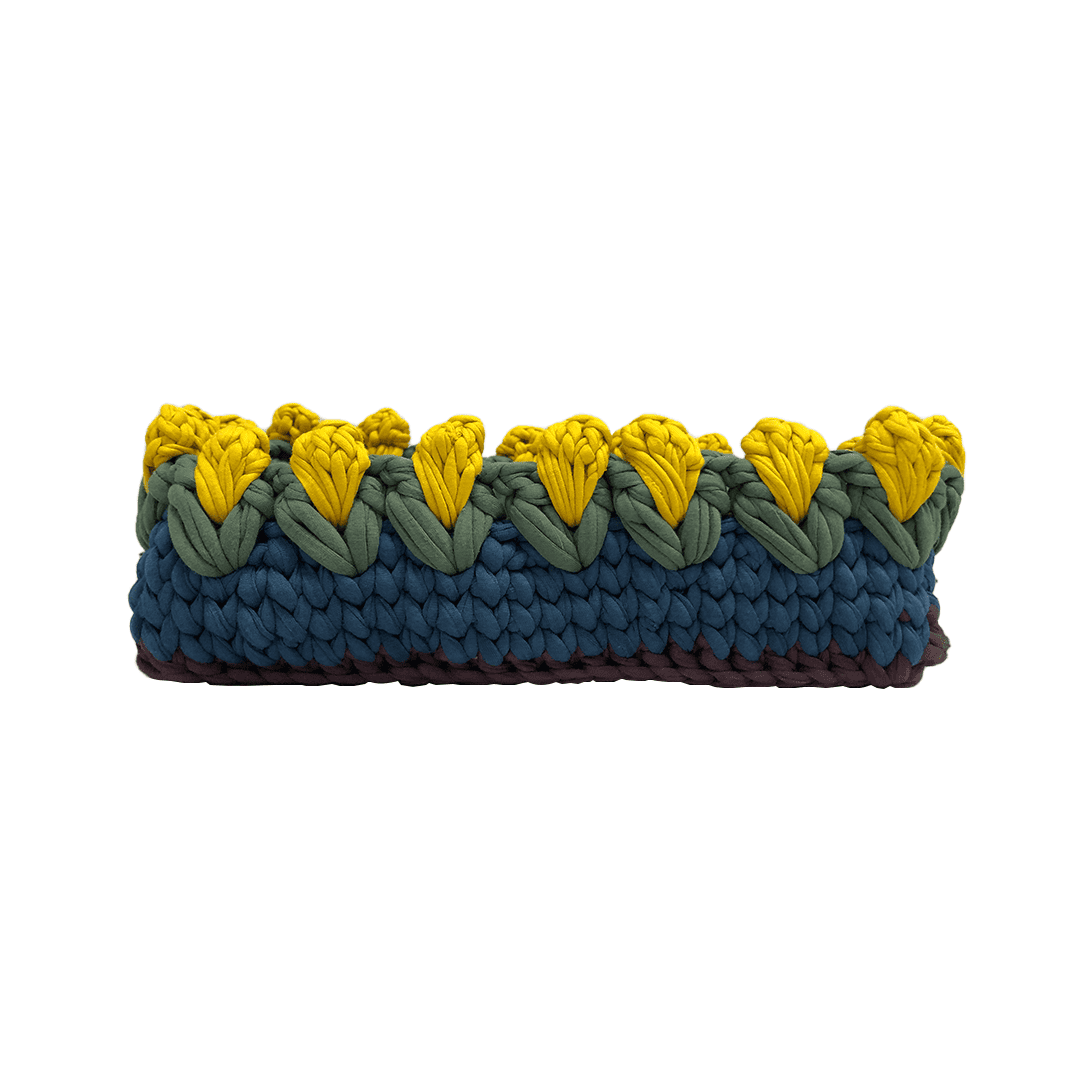 Image of Rectangular Flower Basket | Blue, Yellow, Wine