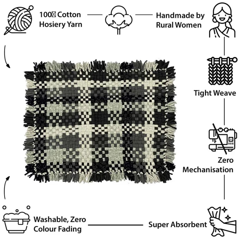 Image of Bathroom Mat / Door Mat / Meditation Mat | Charcoal, Grey, Silver Grey