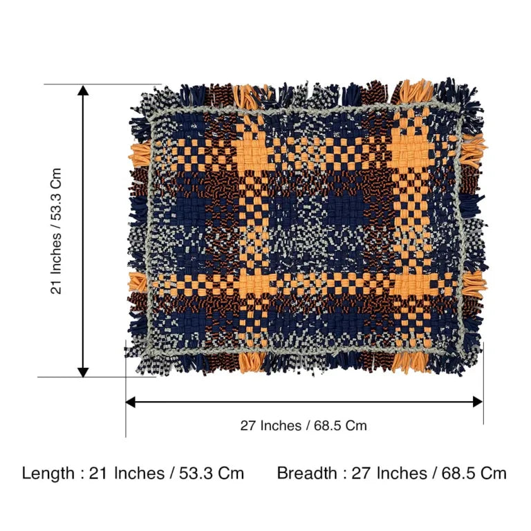 Image of Bathroom Mat / Door Mat / Meditation Mat | Peach, Navy Grey