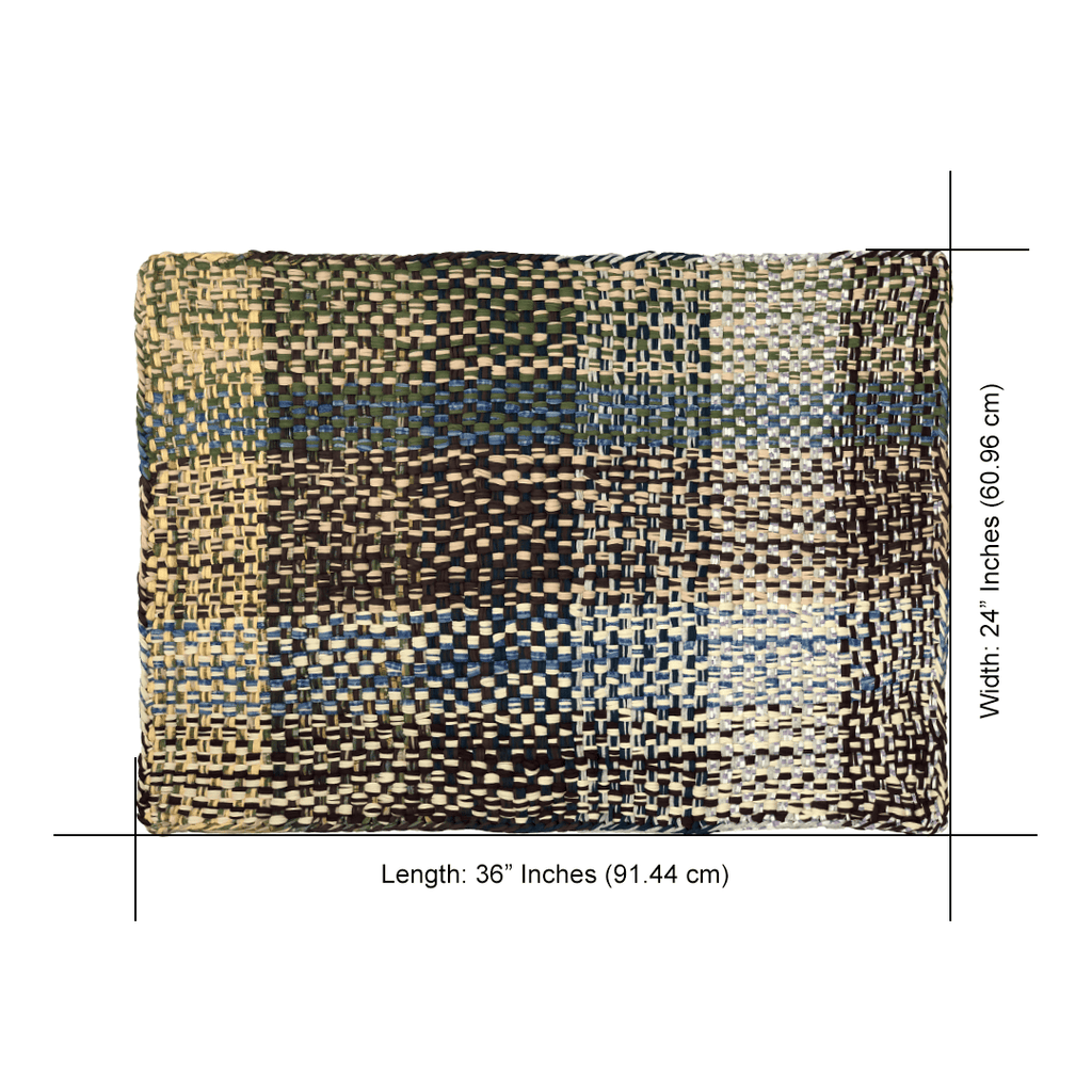 Braided Edged Floor Rug / Throw | Aubergine, Blue, Moss green, grey, lemon, light purple