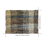 Braided Edged Floor Rug / Throw | Aubergine, Blue, Moss green, grey, lemon, light purple