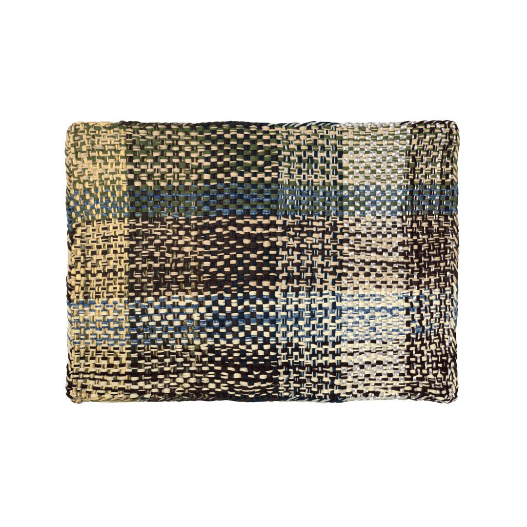 Image of Braided Edged Floor Rug / Throw | Aubergine, Blue, Moss green, grey, lemon, light purple