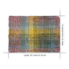 Braided Edged Floor Rug / Throw | Coral, Blue, Light Pink, Yellow, Beige, Light Grey
