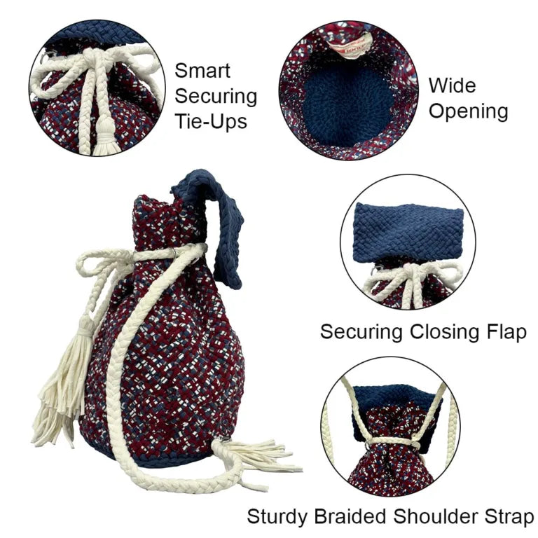 Image of Backpack Brown Maroon White Navy | Shoulder carry