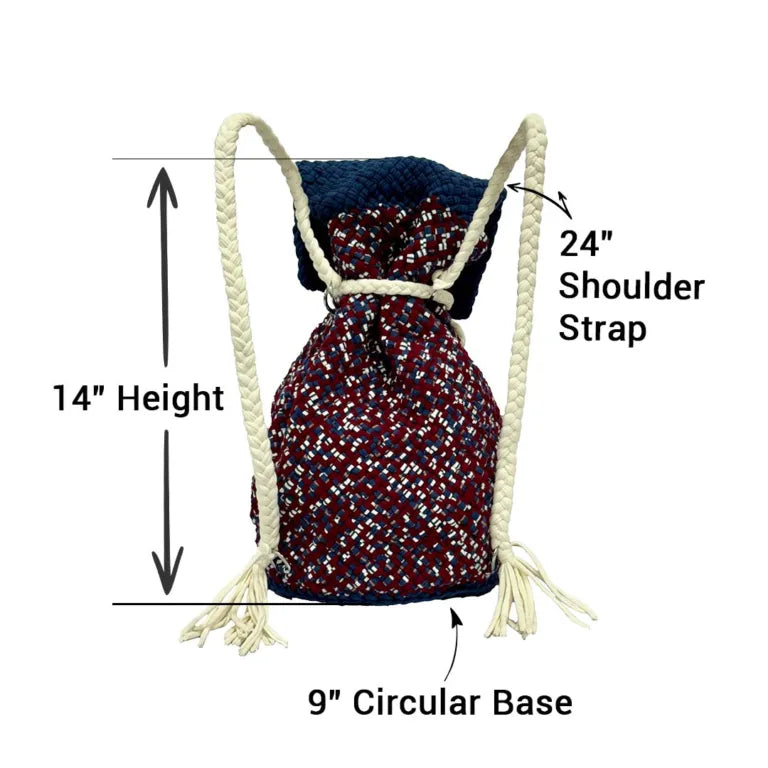 Image of Backpack Brown Maroon White Navy | Shoulder carry