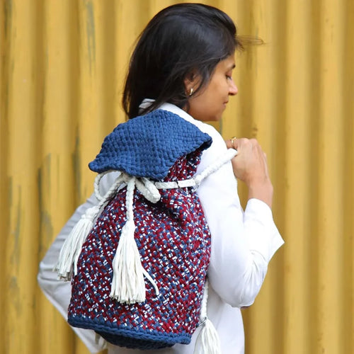 Backpack Brown Maroon White Navy | Shoulder carry