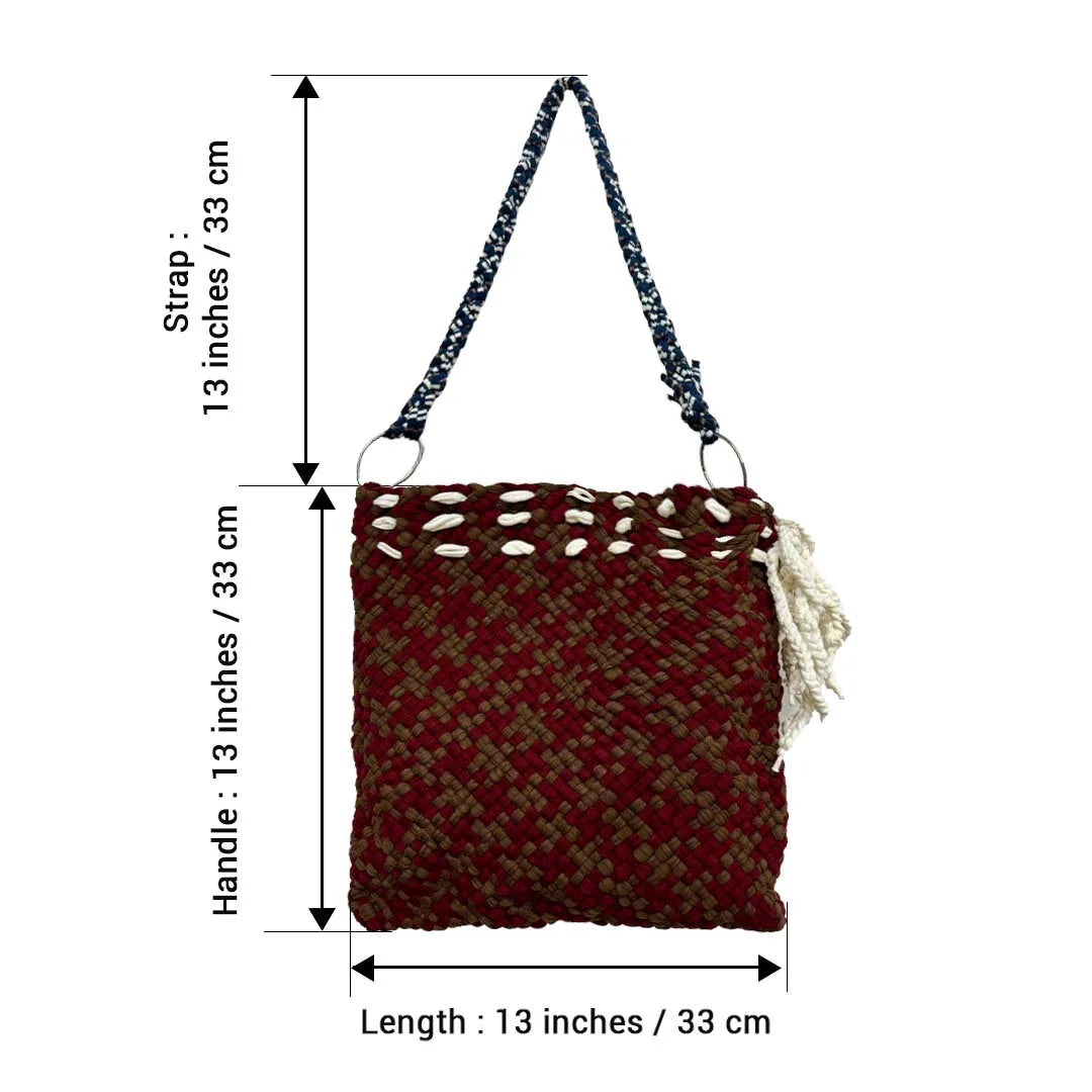 Image of Shoulder Tote Bags Brown Maroon White Navy Shoulder carry