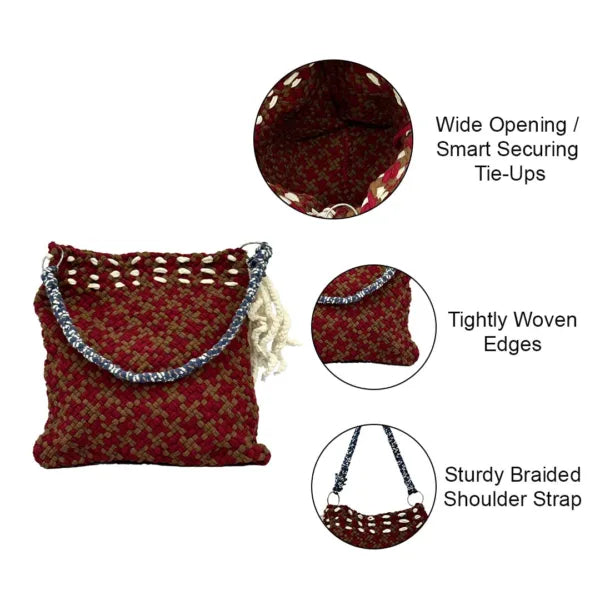 Image of Shoulder Tote Bags Brown Maroon White Navy Shoulder carry