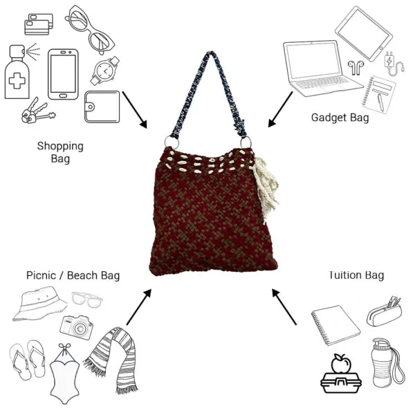 Image of Shoulder Tote Bags Brown Maroon White Navy Shoulder carry