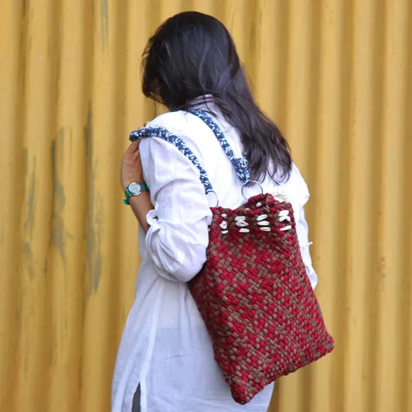 Image of Shoulder Tote Bags Brown Maroon White Navy Shoulder carry