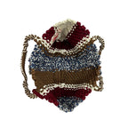 Macrame Tote Medium Size Brown Maroon White Navy Shoulder and Hand carry