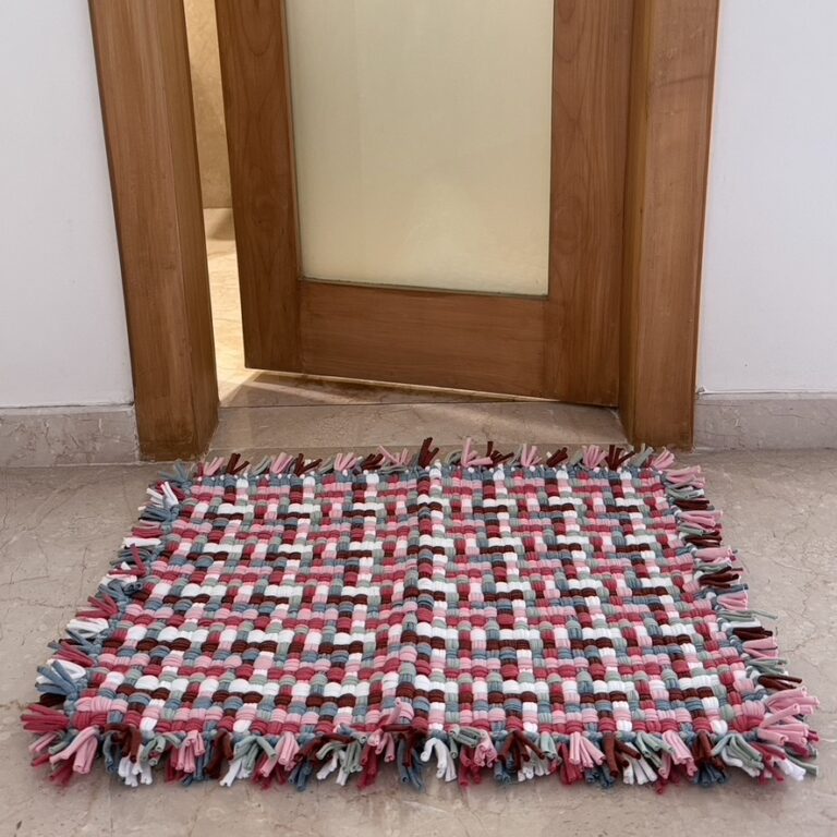 Image of Bathroom Mat / Door Mat / Meditation Mat | Pink, Green, Brown, White