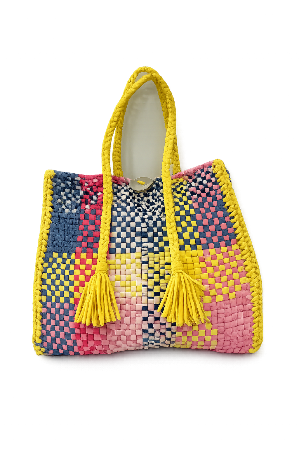 Oversized Tote / Hand / Shoulder Yellow, Pink, Stone Blue, Black