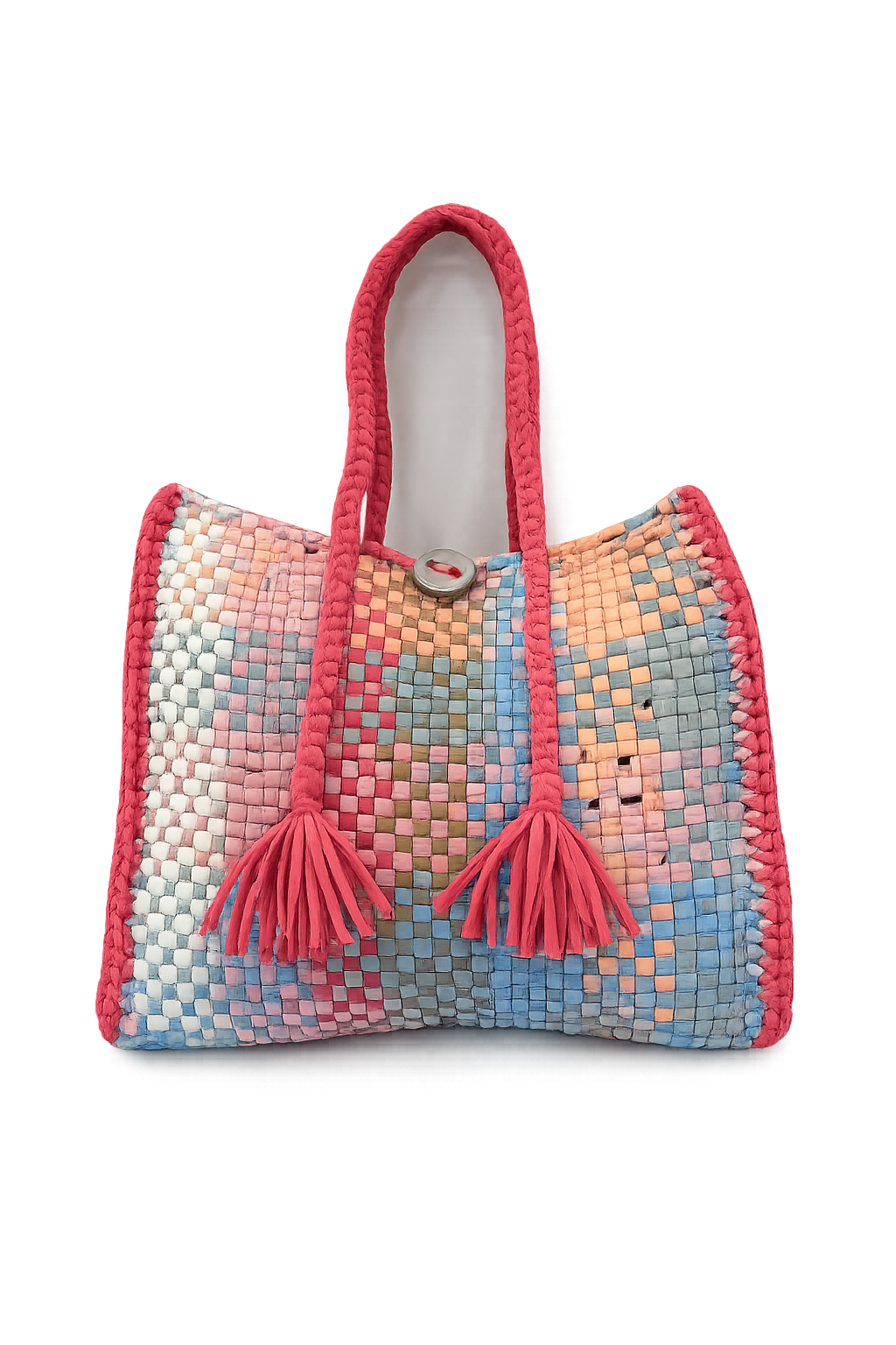 Oversized Tote / Hand / Shoulder Fuchsia Pink, White, Light Blue, Apricot