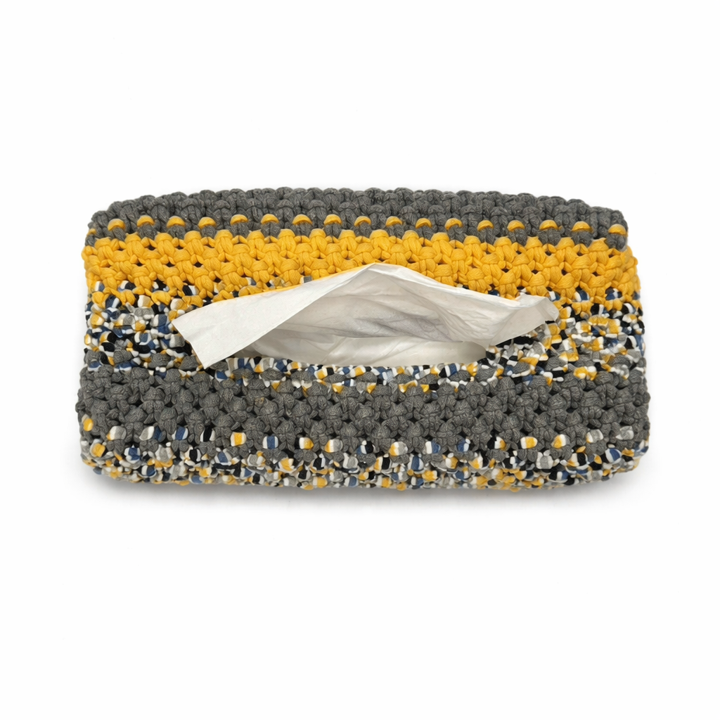 Image of Tissue Box Cover Grey Yellow