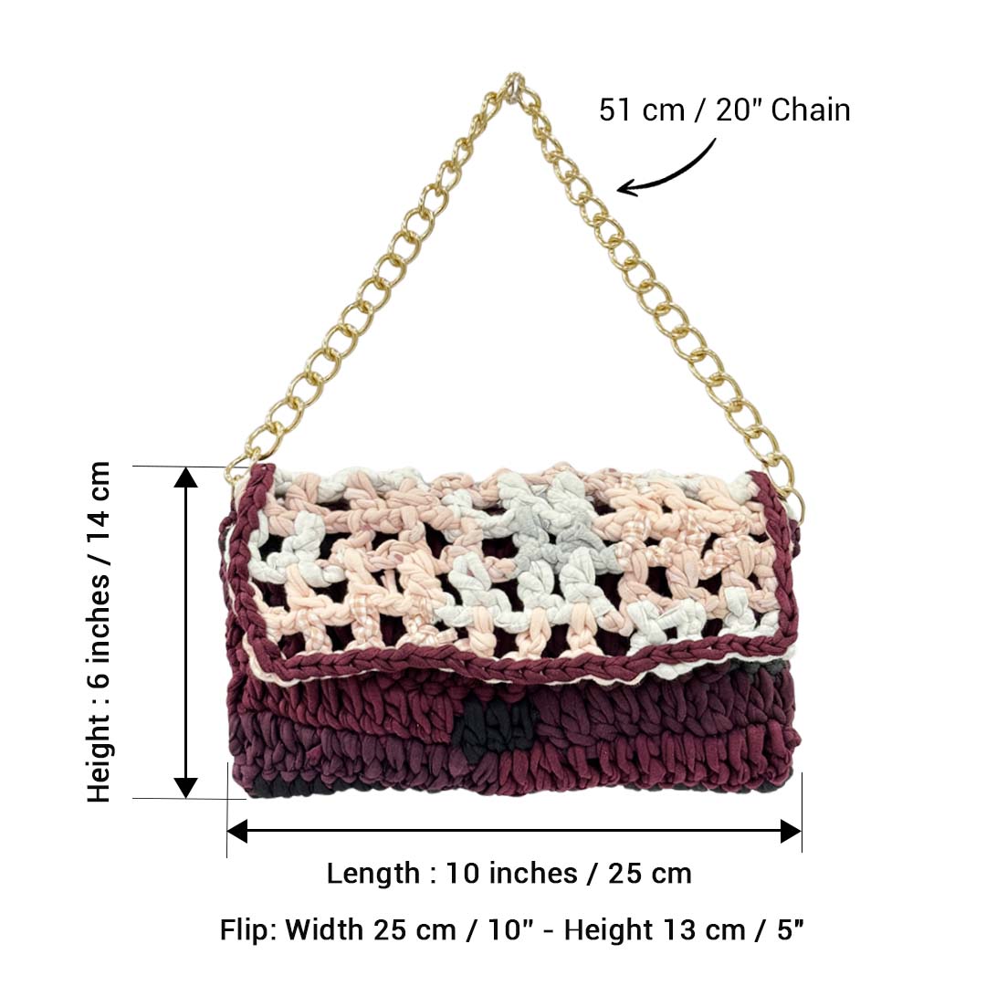 Image of Crochet Clutch | Burgundy,Light Blue,Pink