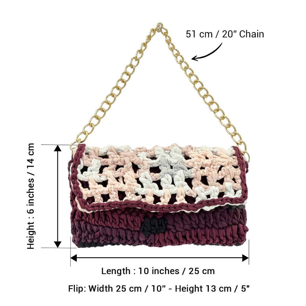 Crochet Clutch | Burgundy,Light Blue,Pink