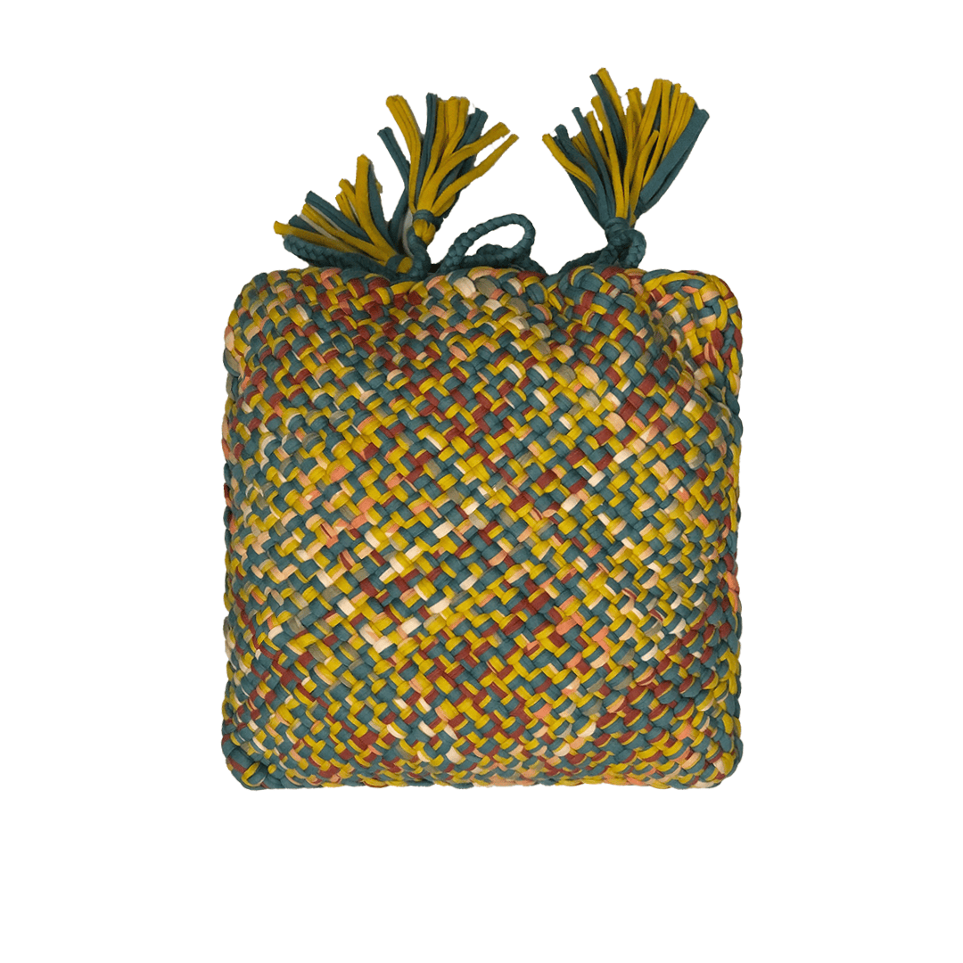 Image of Square Cushion Cover With Filler | Yellow, Clay, Blue, Teal