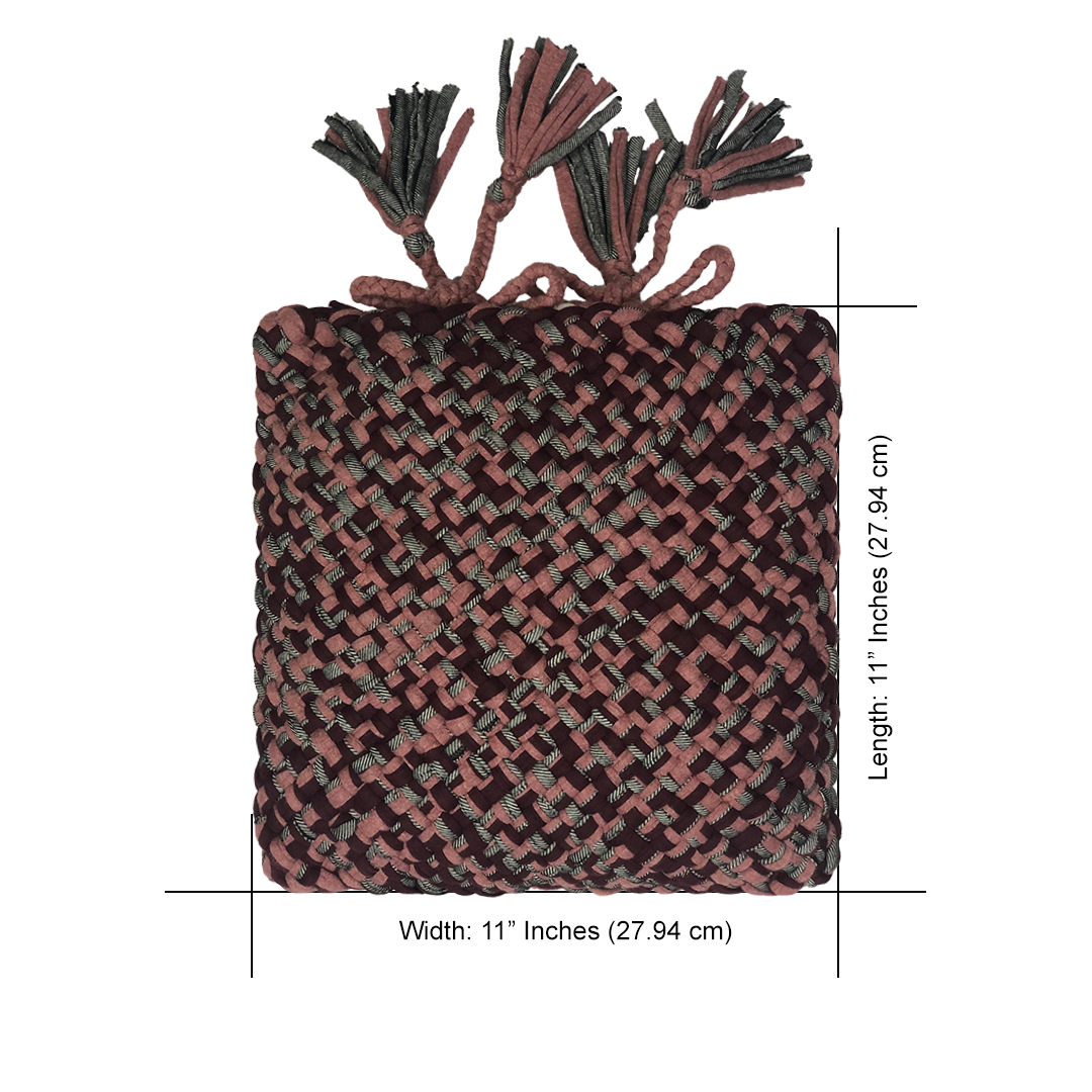 Image of Square Cushion Cover With Filler | Old Rose, Grey, Navy