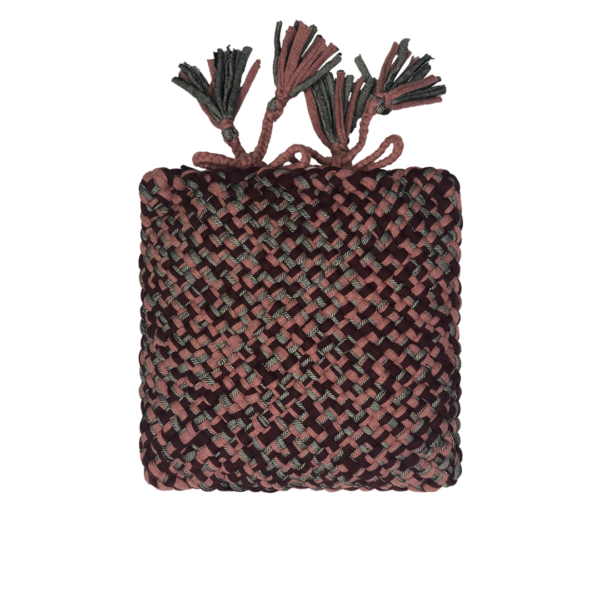 Image of Square Cushion Cover With Filler | Old Rose, Grey, Navy