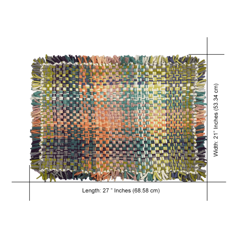 Image of Bathroom Mat / Door Mat / Meditation Mat | Green, Sea Green, Purple, Peach, Off White