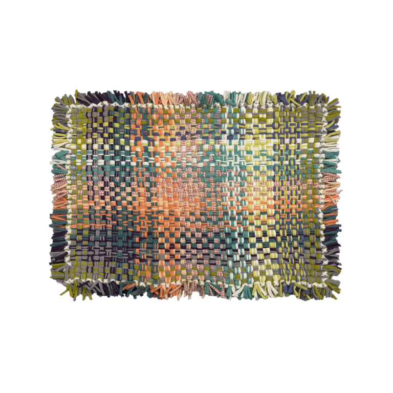 Image of Bathroom Mat / Door Mat / Meditation Mat | Green, Sea Green, Purple, Peach, Off White
