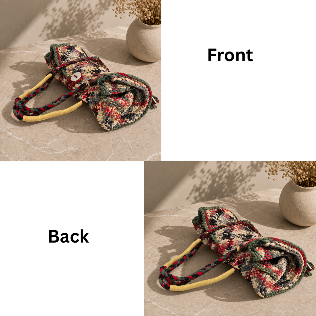 Soft Tote | Hand Carry | Yellow Ecru Red Green Coral Grey Black