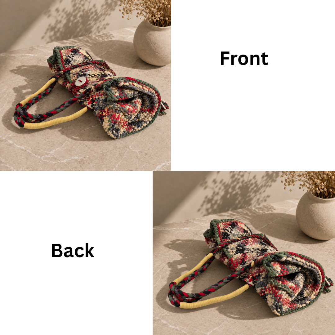Soft Tote | Hand Carry | Yellow Ecru Red Green Coral Grey Black