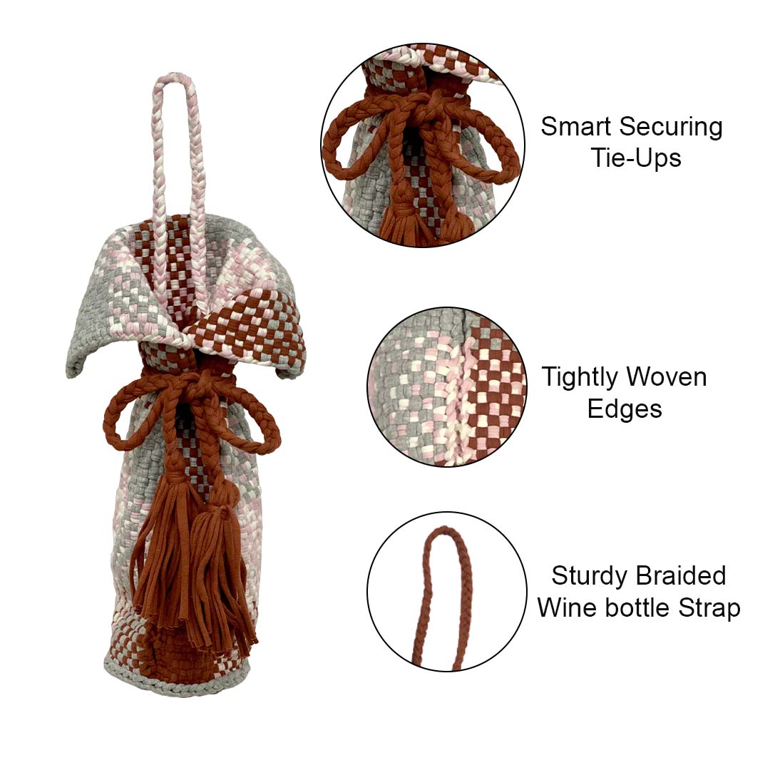 Image of Beverage Bottle Bag Grey Clay Pink
