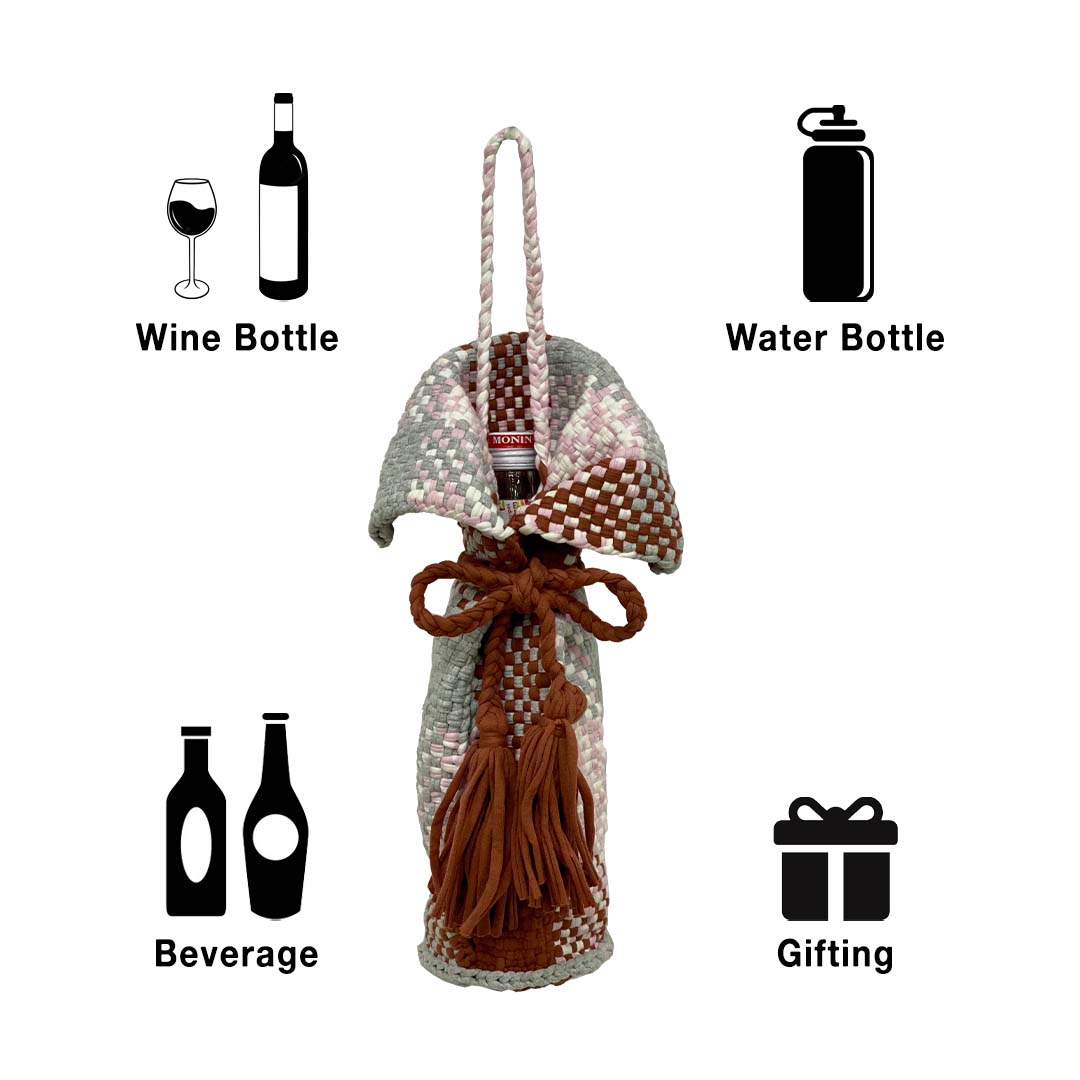Image of Beverage Bottle Bag Grey Clay Pink