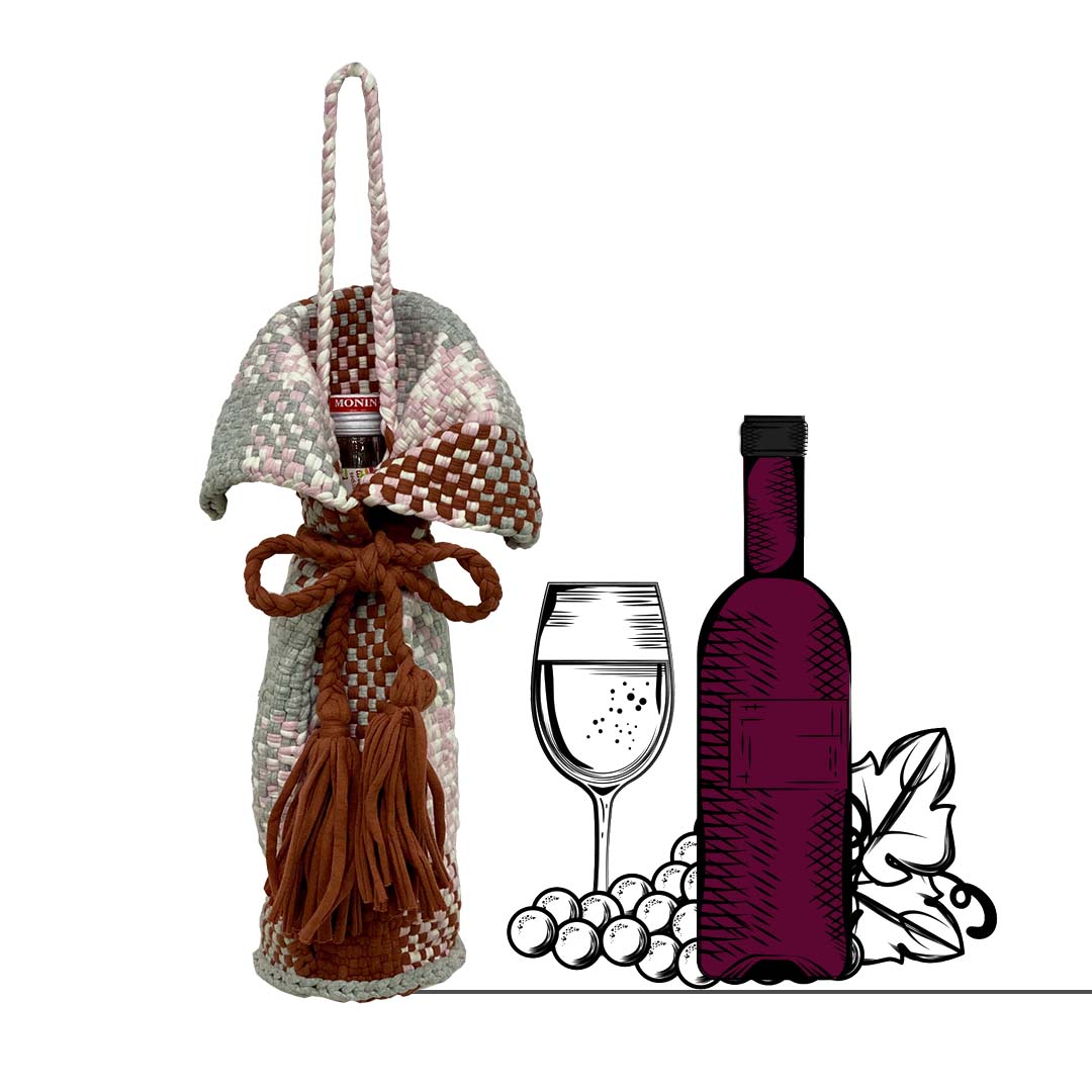 Image of Beverage Bottle Bag Grey Clay Pink