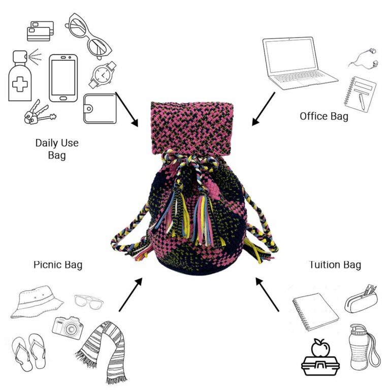 Image of Backpack Hot Pink Navy Color Premium Collection | Shoulder carry