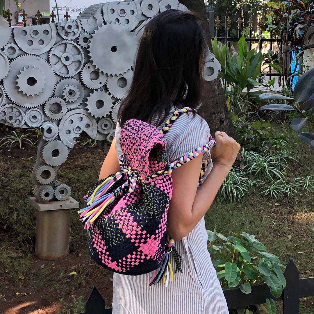 Image of Backpack Hot Pink Navy Color Premium Collection | Shoulder carry