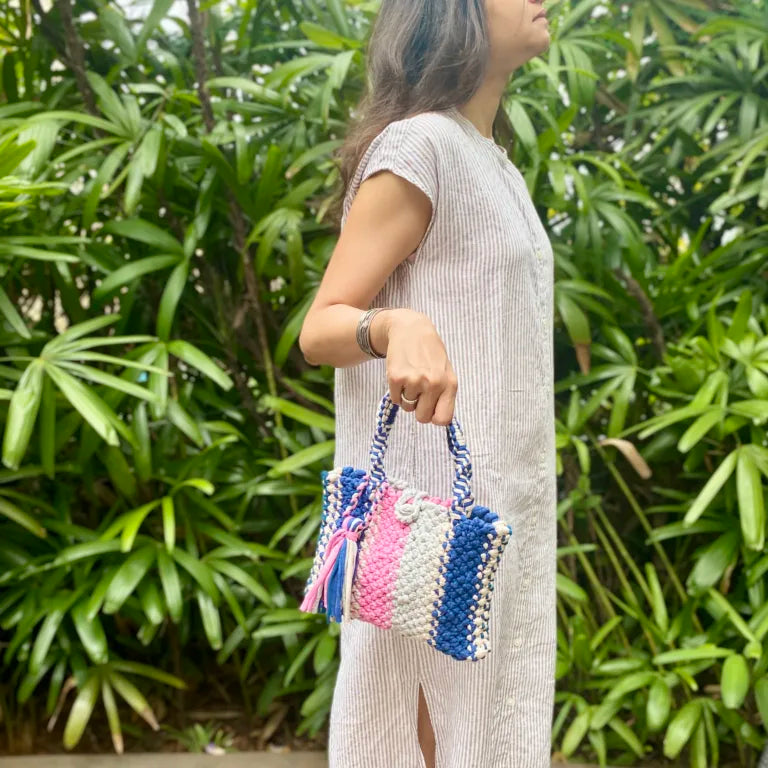 Image of Macrame Mini Blue, Pink, Grey, Ash | Hand carry