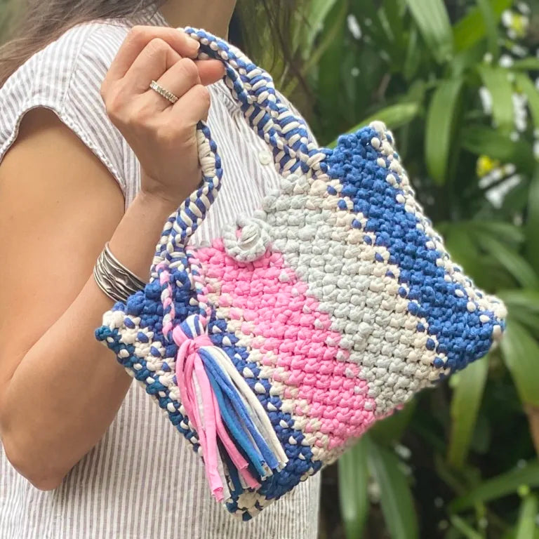 Image of Macrame Mini Blue, Pink, Grey, Ash | Hand carry