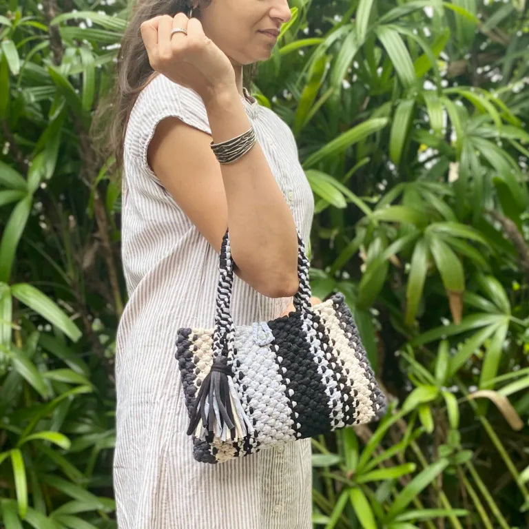 Image of Macrame Mini Black, Ash Charcoal, Grey | Hand carry