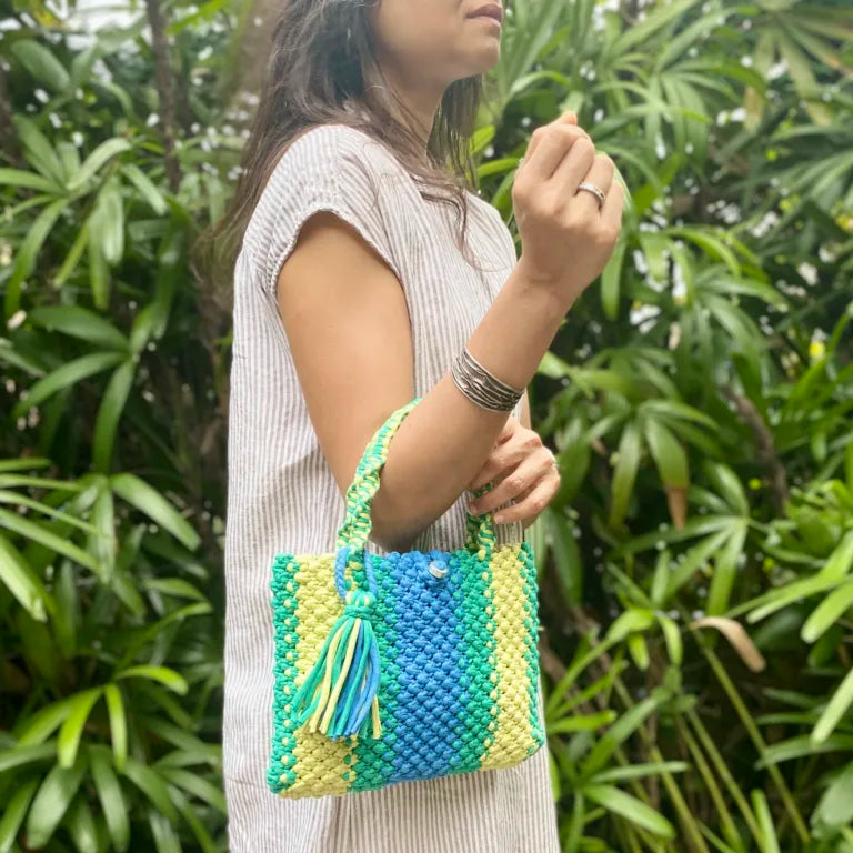 Image of Macrame Mini Lemon, Green, Blue | Hand carry