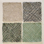 Set of 4 Hand-Woven Square Placemats / Dining Mats Mint Teal Charcoal Silver Grey