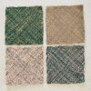 Image of Set of 4 Hand-Woven Square Placemats / Dining Mats Green Blush Light Pink